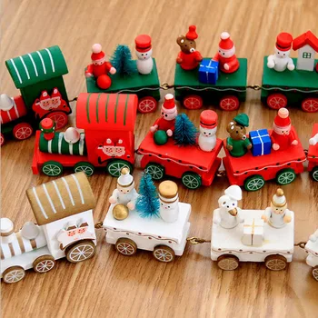 Ev Küçük Tren Popüler Tahta Tren Dekor Noel İçin Yeni Yaratıcı Noel Dekorasyon Yılbaşı Malzemeleri Süsleri