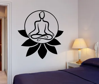 Ev Çıkartmaları Buda Lotus Çıkartmaları Çıkarılabilir Yoga Mandala Om Çakra Vinil Duvar Çıkartması Duvar Oda Dekor CW-51