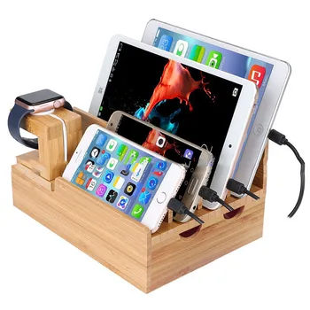 Evrensel Cep Telefonu Tablet PC Tutucu Bambu Apple Watch iPad İçin Dock İstasyonu Ahşap Saklama Standı 5 6 7 8 iPhone Şarj Plus