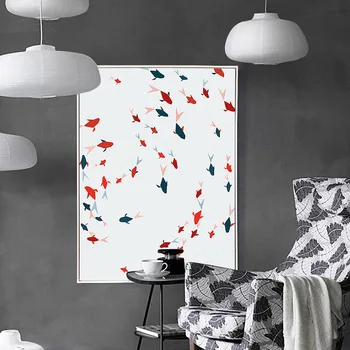 FA001 Modern Ev Duvar geometri Balık - Minimalist Sanat Tuval Poster Baskı Soyut Resim Dekorasyon