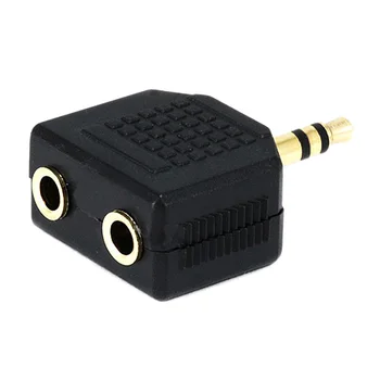 FAZLA Yeni Siyah ALTIN Jack Plug Kulaklık Splitter Adaptör Adaptörü 3,5 mm Kaplama