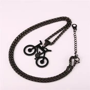Fitness Erkekler İçin Collare Steampunk Bisiklet Pendant Sokak Takı Altın/Siyah Renk Paslanmaz Çelik Hippi Bisiklet Kolye P025