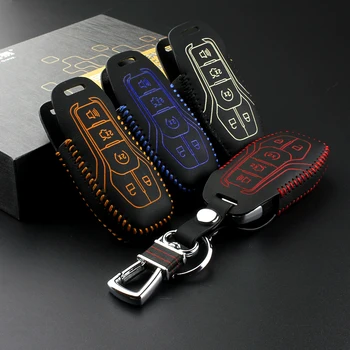 Ford mustang 2016 f150 sınırlı lincoln mondeo 2013 Hakiki Deri Araba Anahtarı çanta cüzdan tutucu anahtar kapak için araba anahtarı durumunda