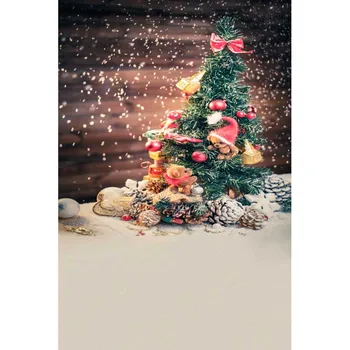 Fotoğraf çekimleri için arka plan fotoğraf stüdyosunda Noel Noel ağacı Noel cap çam fıstığı bebek arka plan çocuk tatil vinil
