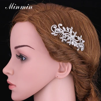 FS001 Kadınlar için Minmin Gümüş Renk Çiçek Kristal Gelin Tarak Saç tokası Düğün Saç Aksesuar Çiçek Saç Takı Şapkalar