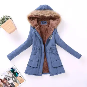 FTLZZ Yeni Sonbahar Kış Kadın Ceket Pamuklu İnce Rahat Ceket Emboridery 3xl Parkalar Artı Boyutu Kukuletalı Yastıklı Palto Wadded