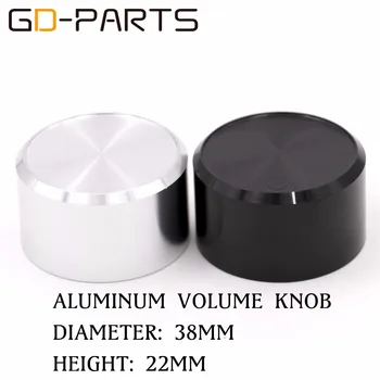 GD-PARÇA Siyah Gümüş Alüminyum AMP Ses Potansiyometre Topuzu Pikap Radyo DAC Ses Kontrol Düğmesi 38x22mm