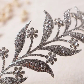 Gelin Başlığı taç düğün saç takı için yeni kristal yaprak alaşım hassas tiara toptan