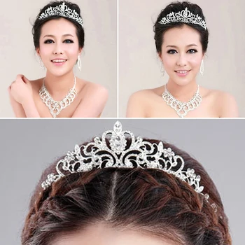 Gelin Zarif Kristal Rhinestone Taç Hairwear Saç Takı Romantik Kadın Saç Aksesuarları İçin Lüks Düğün Tiaras