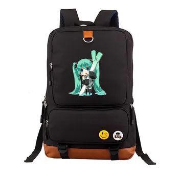 Genç Kızlar için Anime Vocaloid Hatsune Miku Baskı Sırt çantası Tuval Mochila Feminina Kadın Laptop Okul Sırt çantaları