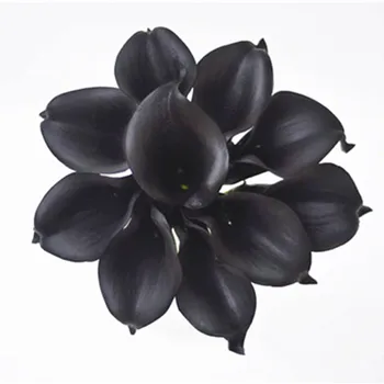 Gerçek Dokunmatik Çiçek Siyah Picasso Gerçek Dokunmatik Zambak Buketi Düğün masa Süsleri, Ev Dekor yapay çiçek Buket