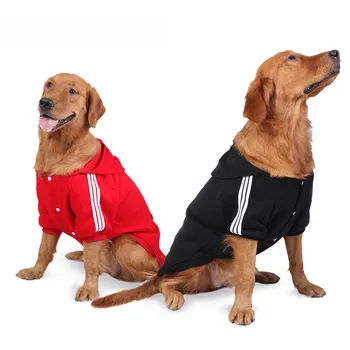Golden Retriever Samoyed Köpek Giydirmek Mont Siyah Kırmızı Yumuşak Pamuklu Büyük Köpek Giysileri Evcil Hayvanlar İki Ayakları Ceket Spor Ceket Hoodie