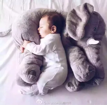 Gri Fil 60cm büyük Bebek Hayvan yumuşak peluş Bebek Peluş Yastık Çocuklar ev dekorasyonu Yatak dekorasyon Yatıştırmak Fil yastık