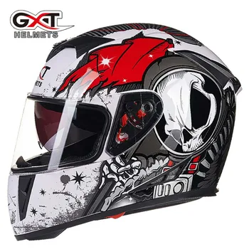 GXT beyaz kırmızı Kask motokros Kafatası, motosiklet MOTO elektrikli bisiklet güvenlik başlık