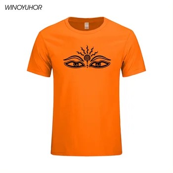 Gömlek Aum Om gözler Buda Buda Sembolü Baskılı T Shirt Erkek 2017 Yaz Yeni Kısa Kollu T-Shirtlerimiz Camisetas Masculina Üstleri