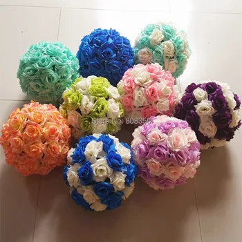 Gül Çiçek Topları 6pcs Çapı Sahte 24 Renk Tasarımlar Düğün Mağazaları için Topları Öpüşme Dekoratif Yapay Çiçek 20cm