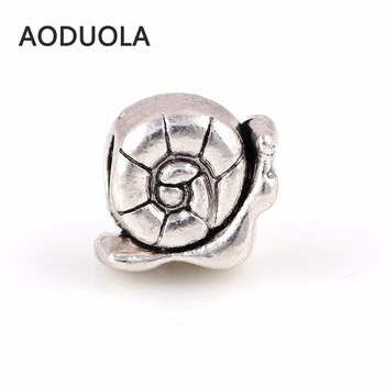 Gümüş Alaşım Boncuk 10 Adet Çok Pandora Charms Bilezik Aşk DİY Büyük Delik Boncuk Spacer Boncuk Çekicilik Uygun Olan Şekli Salyangoz