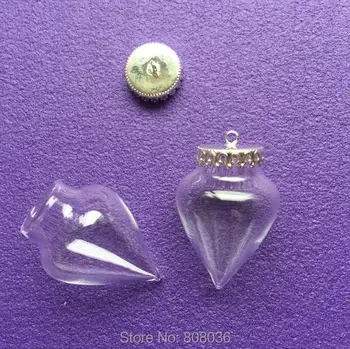 Gümüş/bornze dişleri ile 20pcs 38x25mm damlası el yapımı cam küre küre temizlemek isteyen şişe kolye takı kolye tepsi