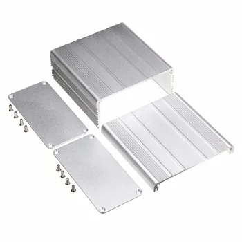 Gümüş DİY PCB Alet Muhafaza kutusu 100x100x50mm Alüminyum Elektronik Proje Kutusu + 8pcs Vidalar