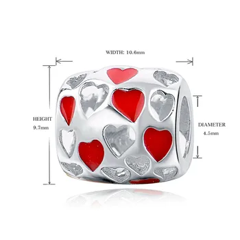 Gümüş Galaxy Boş Kırmızı Aşk Kalp Takı Kadınlar İçin Otantik Pandora Bilezik Gümüş 925 Orijinal Boncuk Fit