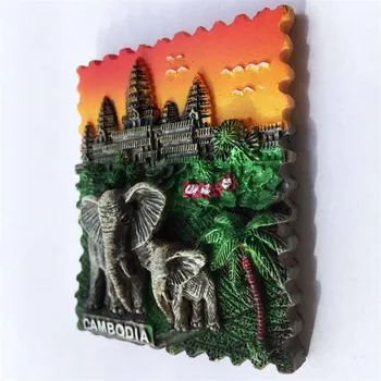 Güneydoğu Asya'da Kamboçya Buzdolabı Mıknatısı Turistik Eşyalar Manzara Angkor Wat Manyetik Buzdolabı Çıkartmalar Hediyeler El Sanatları