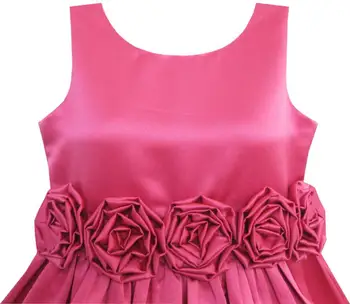 Güneşli Moda Çiçek Kız Elbise Pembe Parıltılı Düğün Yarışmasında Çocuk Giyim 4-12 2018 Yaz Prenses Parti Boyutu Nedime Gül
