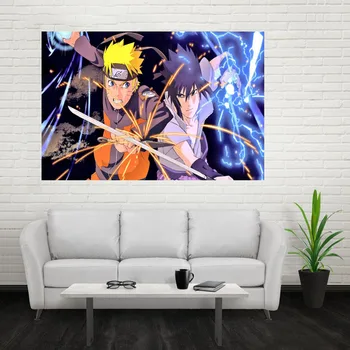 Güzel Anime Japonya Naruto Poster Özel Saten Poster Baskı Kumaş Kumaş Duvar Poster Baskı İpek Kumaş Baskı Poster