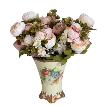 Güzel İncelik Yapay Çiçek çiçek Avrupa Sonbahar Canlı Şakayık Sahte Yaprak Düğün Ev Dekorasyon İpek
