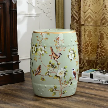 Güzel çiçek ve kuş tasarım Çin seramik yatak odası mobilya koltuk tabure