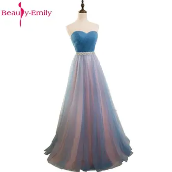 Güzellik-Emily Cintrast Renk-çizgi Nedime 2017 Parti Balo Balo Gelinlik Elbise Elbise