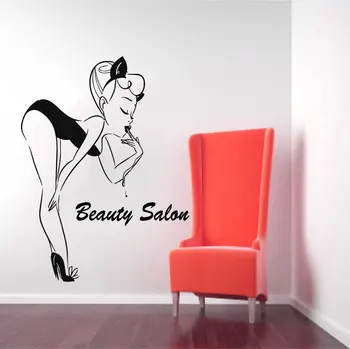 Güzellik Salonu Seksi Kadın Duvar Çıkartmaları Ev Salon Özel Modern Babershop Vinil Duvar kağıtları Duvar Sticker WM546 Desenli