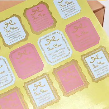 Gıda Etiketleri Mühür Etiket Paket Fırın Poşeti Çikolatalı Kurabiye 120pcs Altın Mektup Beyaz ve Pembe Yapışkan Çıkartma Etiketler Kek