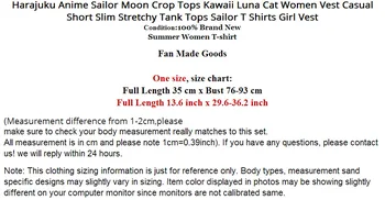 Harajuku Anime Sailor Moon Ürün Kawaii Luna Kedi Kadın Yelek Casual Kısa İnce Sıkı Tank Tops Denizci Tişörtleri Kız Yelek Üstleri