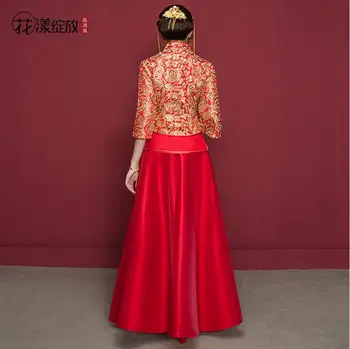 Haritayı 2018 Yaz giyim pratensis ejderha elbisesi vintage cheongsam ince gelinlik Çin tarzı Düğün resmi abiye