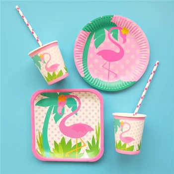 Hawaii Flamingo temalı Çocuk Doğum günü Partisi Dekorasyon Parti Malzemeleri, Bebek Doğum günü Paketi olay parti malzemeleri Ayarlayın