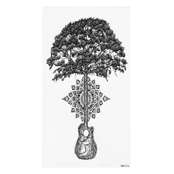 Hayat Ağacı Kadın Erkek Vücut Sanatı için Küçük Tam Çiçek Kol su Geçirmez Geçici Dövme Çıkartmaları Tilki Baykuş Müzik