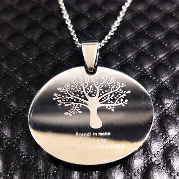 Hayat ağacı Kolye Paslanmaz Çelik Kolye Ağaç Üretme Gümüş Renk Neckless Kadınlar Takı Kolye Kolye N7634B collares