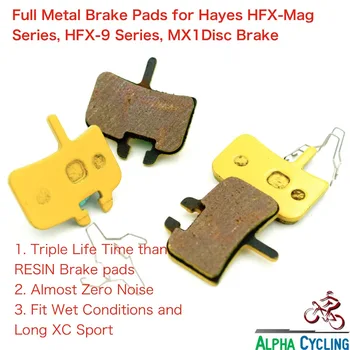 HAYES HFX için bisiklet Disk Fren Balataları-9 MX1/9/MAG Disk Fren, 2 Çift, Pazarlık Fiyat, Full Metal, Sarı Renk