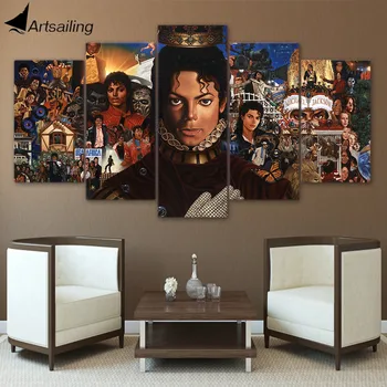 HD 6514 5 parça kanvas sanat Michael Jackson posterleri Resimleri oturma odası dekorasyonu posterler ve baskılar ücretsiz kargo ny baskılı