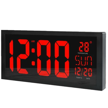 HD geniş ekran duvar saati Ev masaüstü takvim saat zaman fonksiyonu, gün Işığından yararlanma termometre ile elektronik saat LED