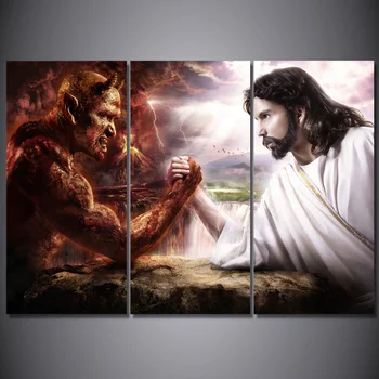 HD İsa'nın kolu şeytan Resim ile Son Akşam Yemeği duvar sanat tuval Ücretsiz kargo/NY güreş 3 parça-5748 Baskılı