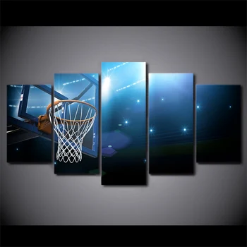 HD oturma odası modern ücretsiz kargo/CU için DESTEKLER 5 parça kanvas sanat Basketbol Sepet Gol boyama duvar resimleri baskılı
