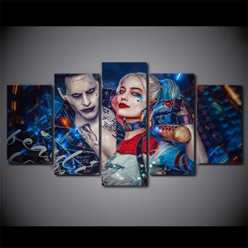 HD Resim Duvar Sanatı Ev Dekorasyonu Posterleri, Modüler Çerçeve 5 Paneli Film Joker Oturma Odası Resim Modern Baskılı