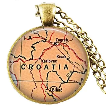 Hediye zincir kolye ile Hırvatistan haritası, Hırvatistan harita kolye , Hırvatistan harita çekicilik , arkadaşa hediye , aileye hediye fikri