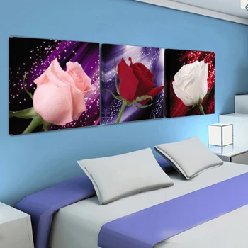 Hiçbir Çerçeve 3 Panelleri, Modern Romantik Çiçek Tuval Duvar Sanatı Cuadros Resim Ev Dekorasyonu Oturma Odası/ Yatak Odası İçin Tuval
