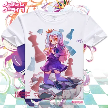 HİÇBİR OYUN HİÇBİR HAYAT T-shirt Anime Sora Cosplay Kısa Kollu T shirt Shiro Nefes Tshirt Moda Erkekler Kadınlar Tees