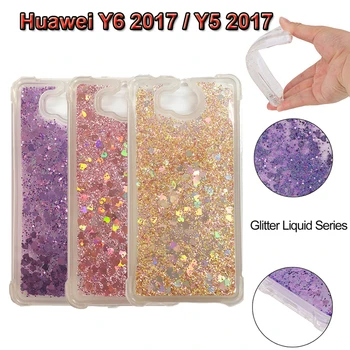 Huawei Y6 2017 Cam Filmi Glitter Sıvı Dinamik Kum Yumuşak SIFIRLAMA Durumda Y5(2017) Telefon kılıfı sFor Bu Huawei Y6 2017 kılıfı