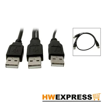 HWEXPRESS Sıcak Satış 48cm Siyah USB 2.0 AM Erkek için 2 Erkek Uzatma Splitter Tel Hattı