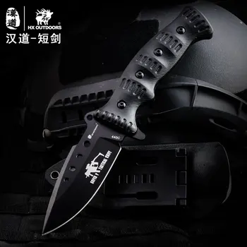 HX DIŞARIDA Taktik yüksek sertlik düz savunma taşınabilir bıçak açık askeri bıçak hayatta kalma bıçak alan kendini bıçak