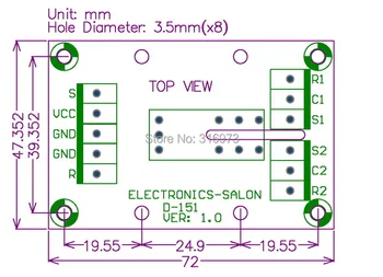 İki durumlu tetikleme/Mandallama DPDT 8 Amp Güç Röle Modülü, DC24V Bobin, Tyco RT424F24